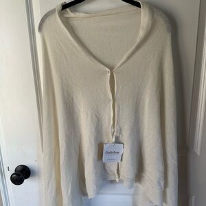 Made in Italy Cobblestone Cream Poncho Sweater